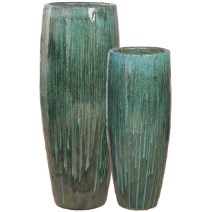 Tall Cylinder Ceramic Planter - Teal