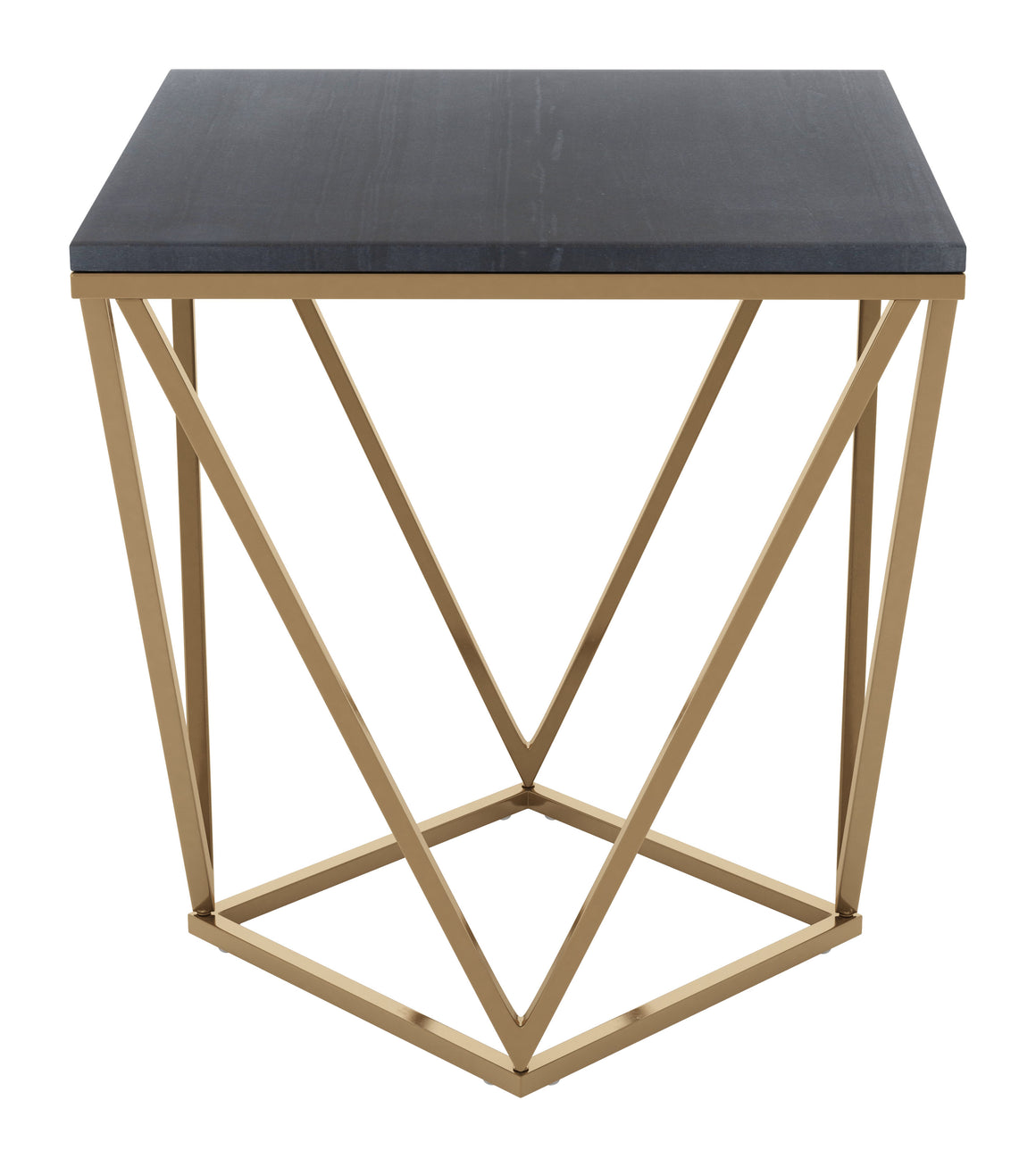 Verona Marble Side Table Black & Antique Brass