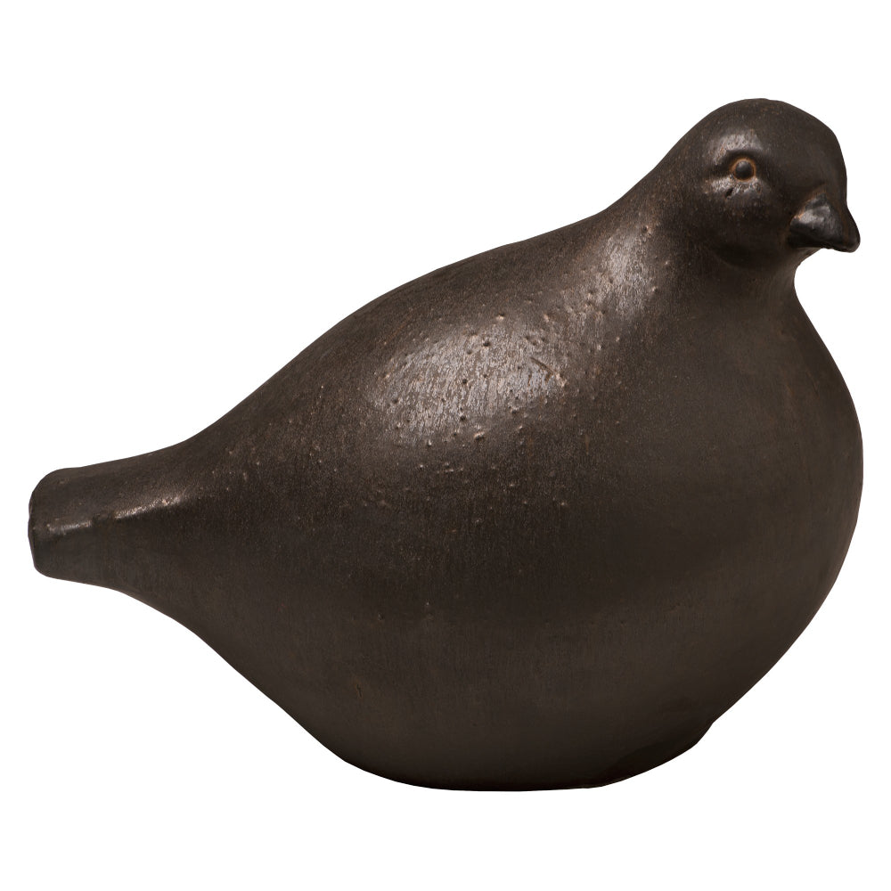 Decorative Ceramic Quail Sculpture with Metallic Glaze  – Large
