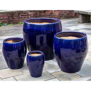 Large Sapphire Blue Tapered Planters - Set of 4