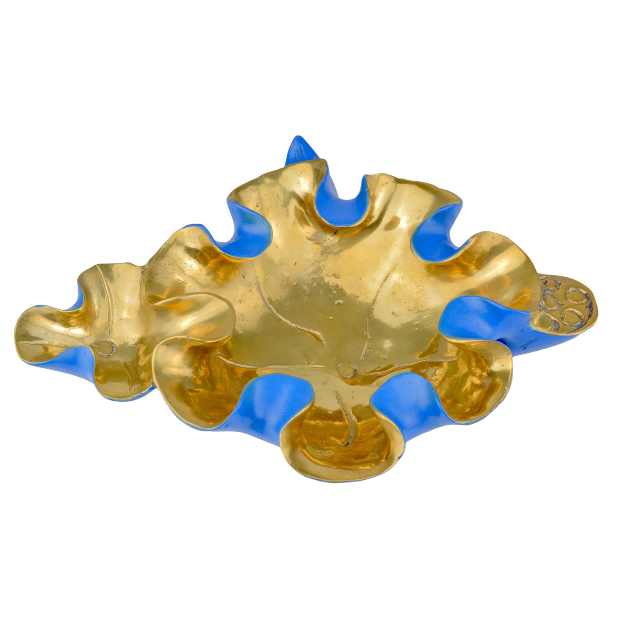Wrapped Lotus Leaf Lapis Blue Bowl