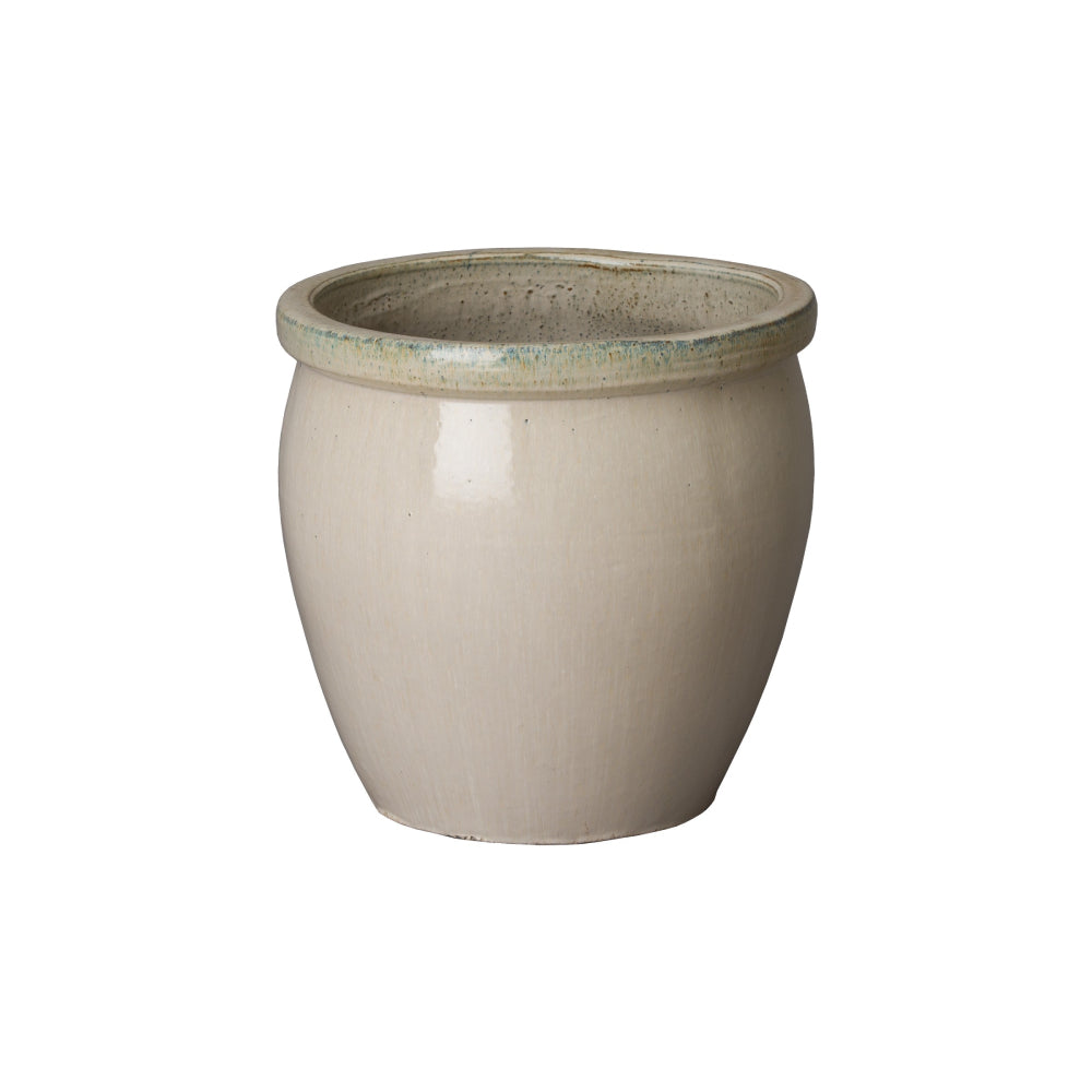 Small Rimmed Ceramic Planter - Ivory