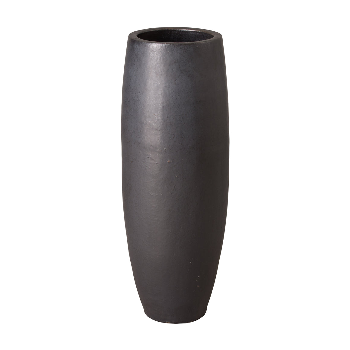 Tall Matte Black Ceramic Cylinder Planter-Medium