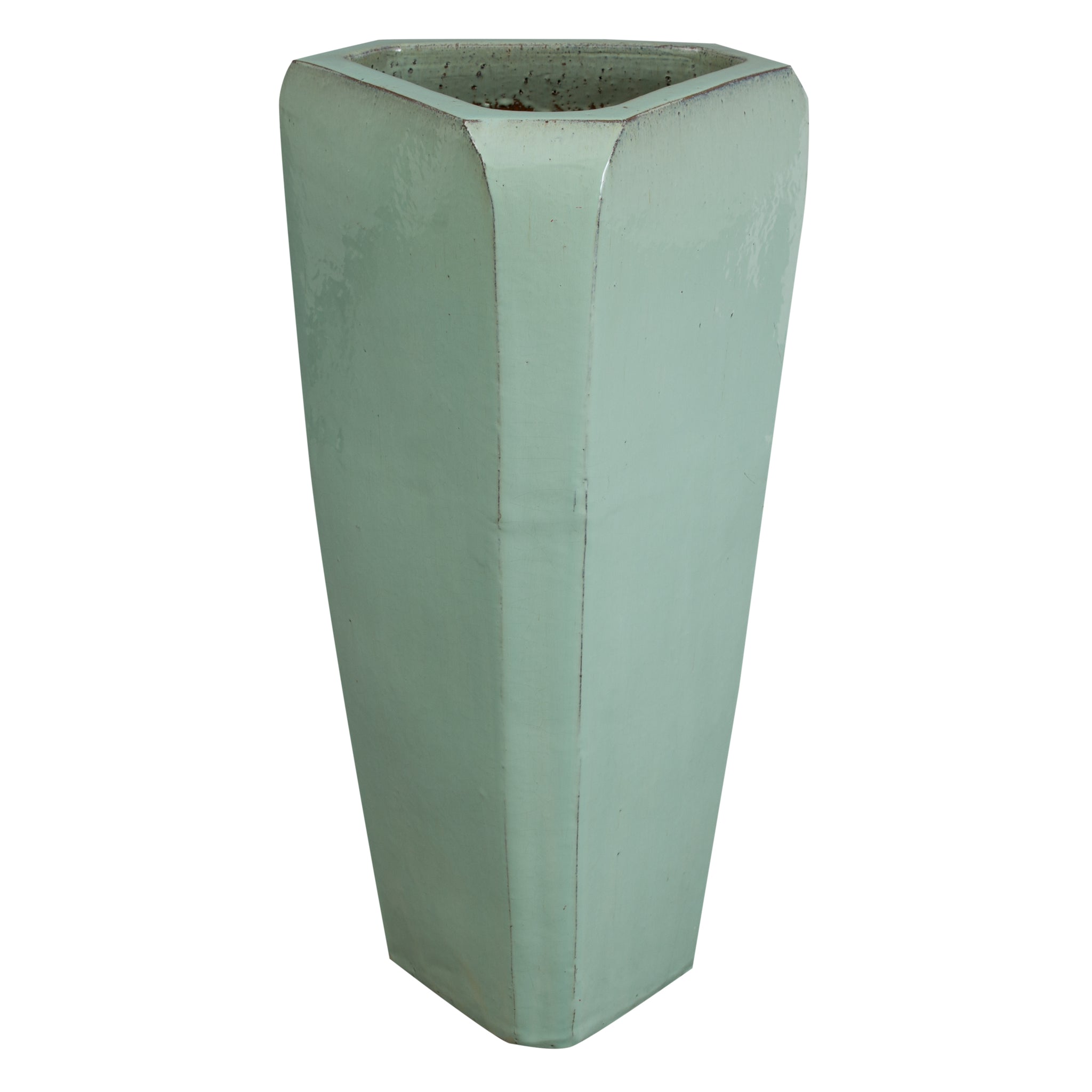 Tall Triangular Pot in Spa Blue