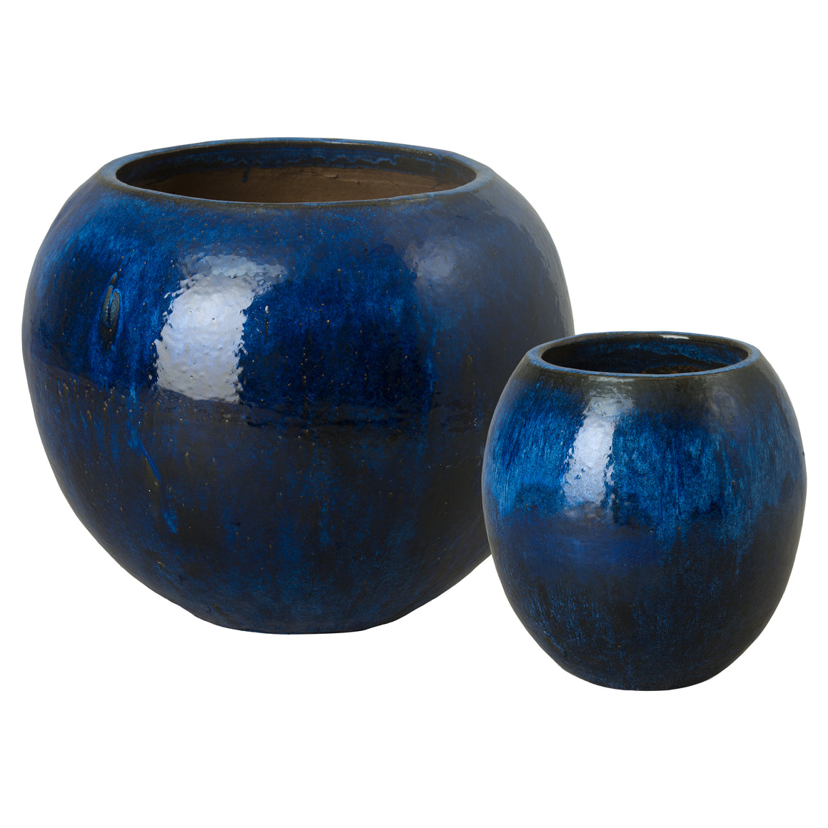 Set of 2 Ceramic Ball Planters – Blue