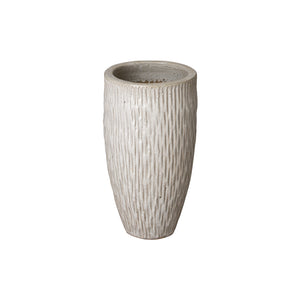Tall Textured Ceramic Pot in Distressed White – Small