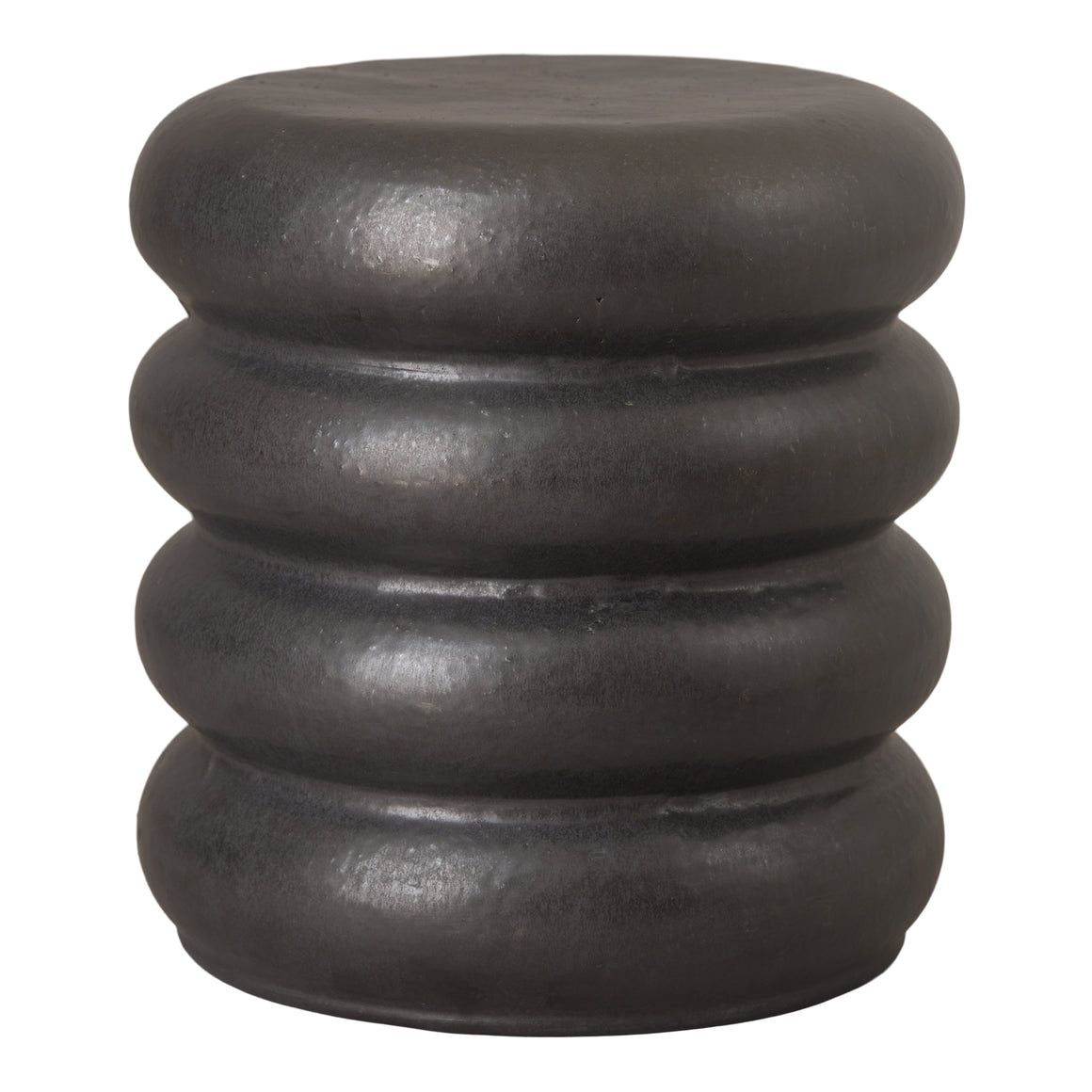 Torus Garden Stool/Table with a Matte Black Glaze