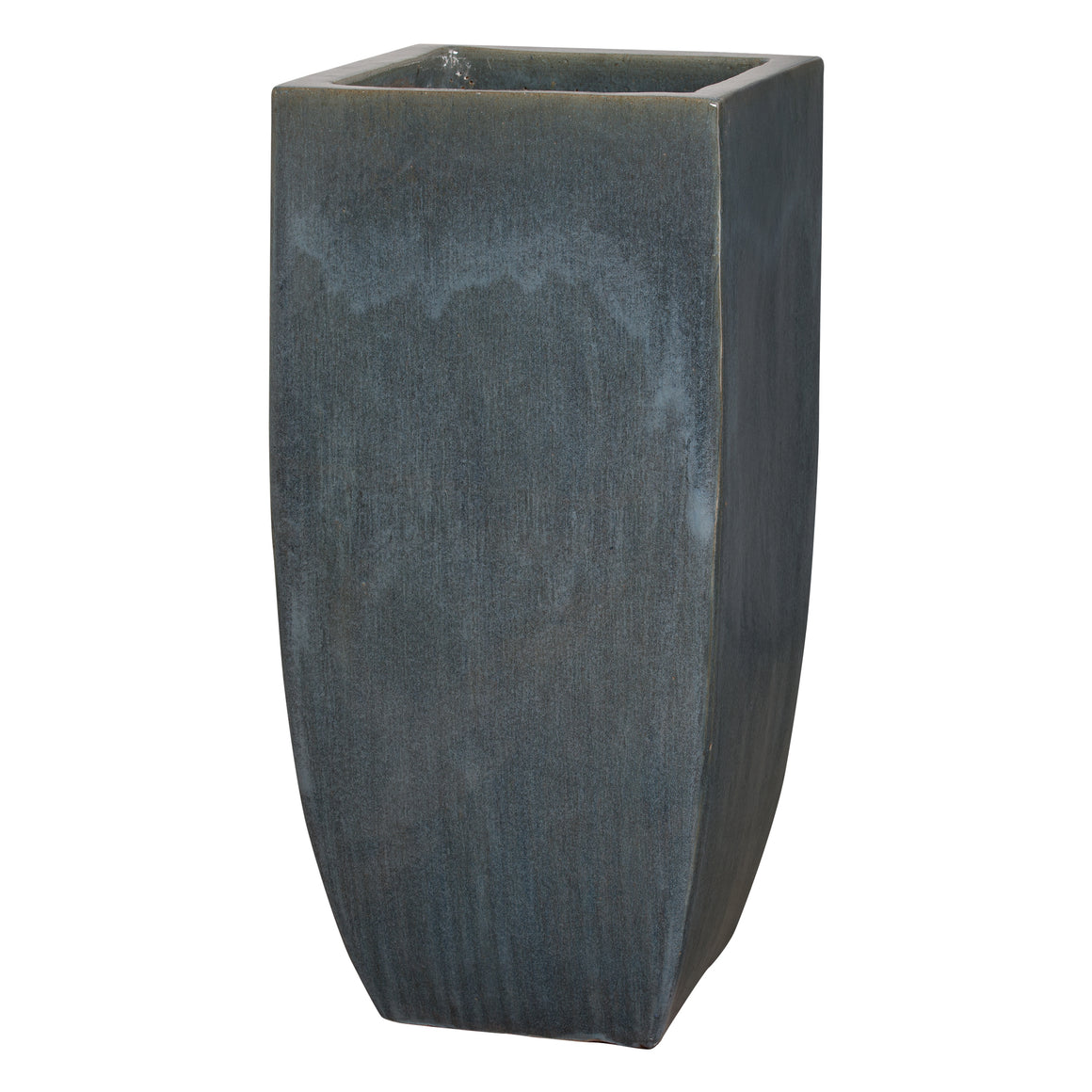 Tall Square Planter with a Storm Gray Glaze