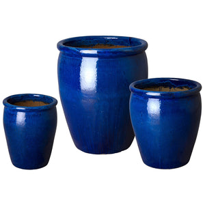 Small Round Planter with Rolled Edge – Blue