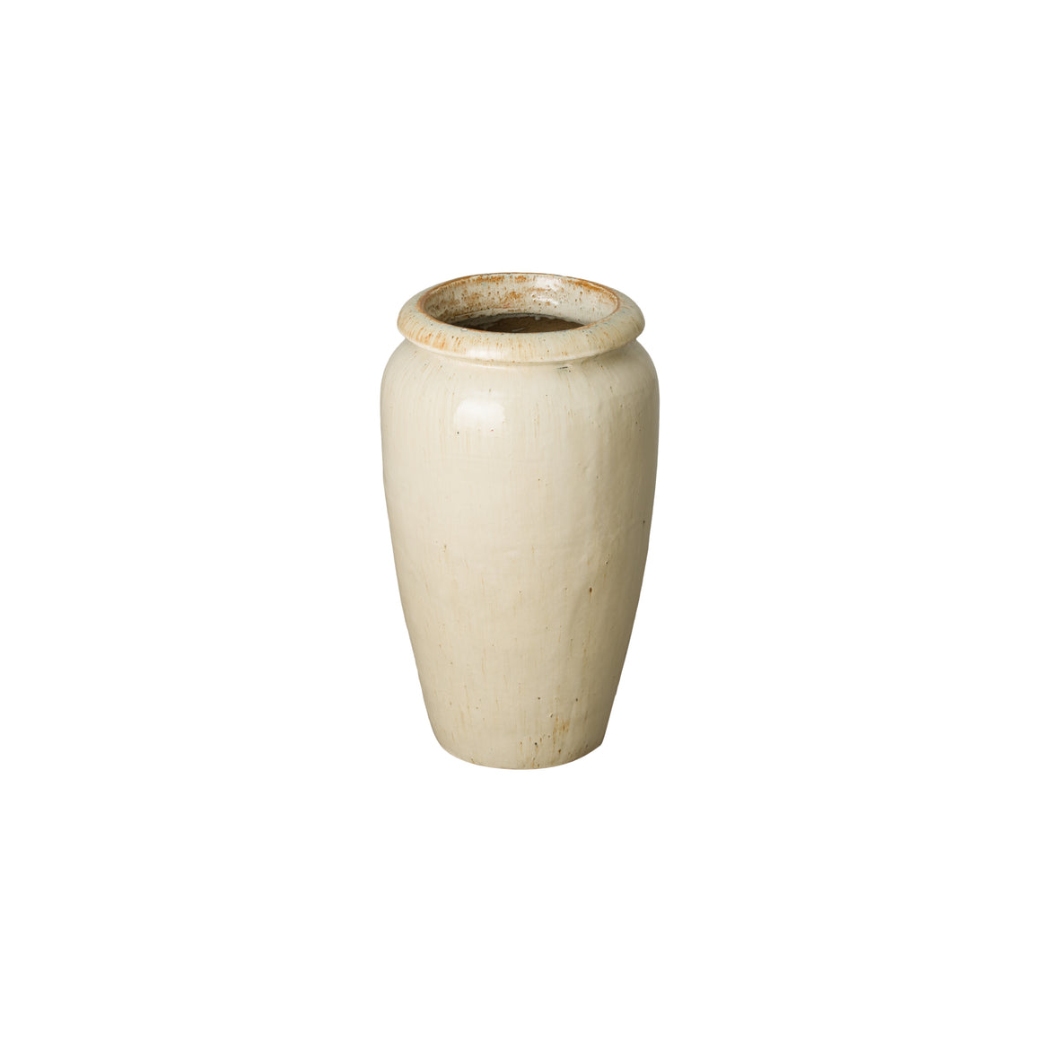 Tall Ceramic Planter with a Distressed Cream Glaze-Small