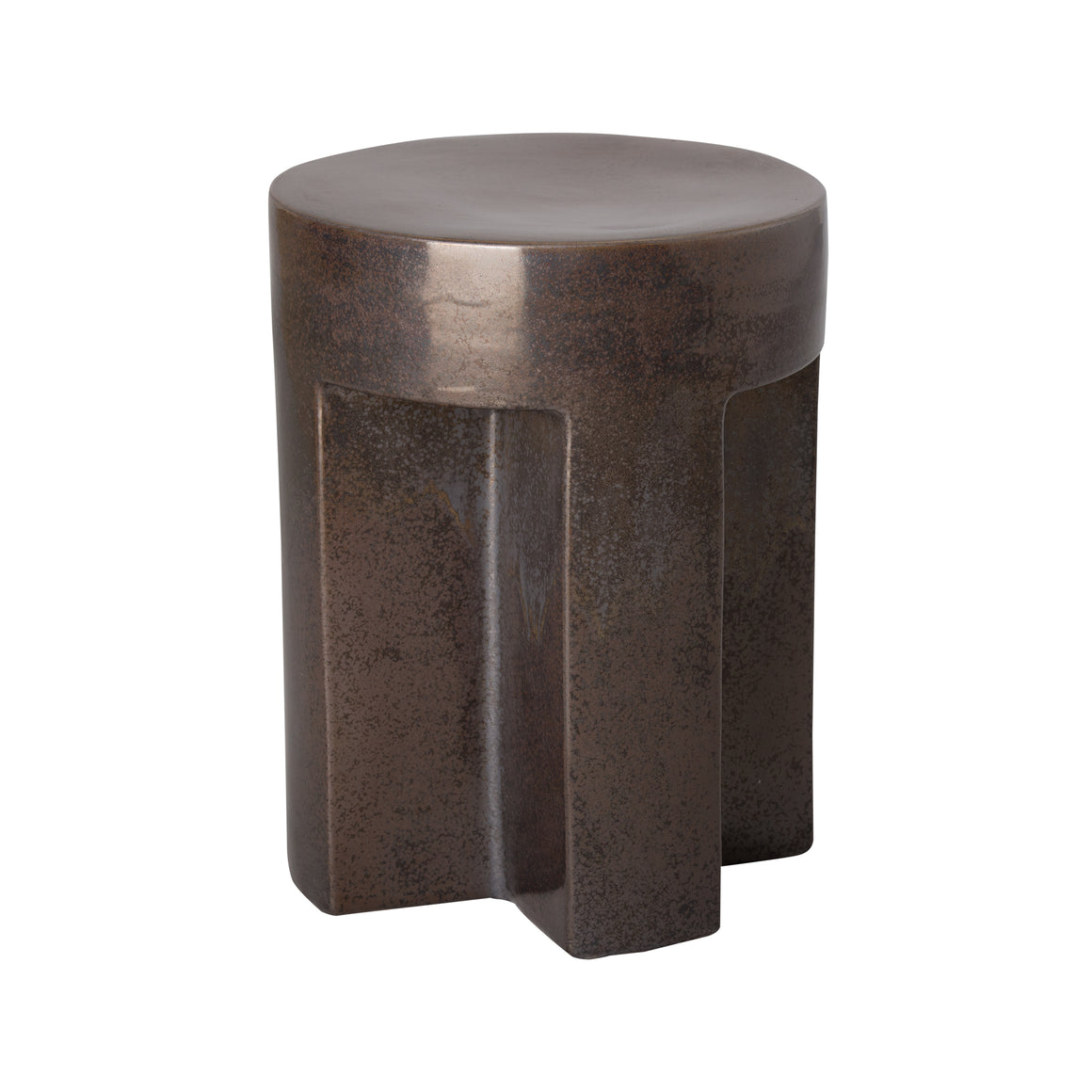 Ceramic Garden Stool/Table with a Gunmetal Glaze