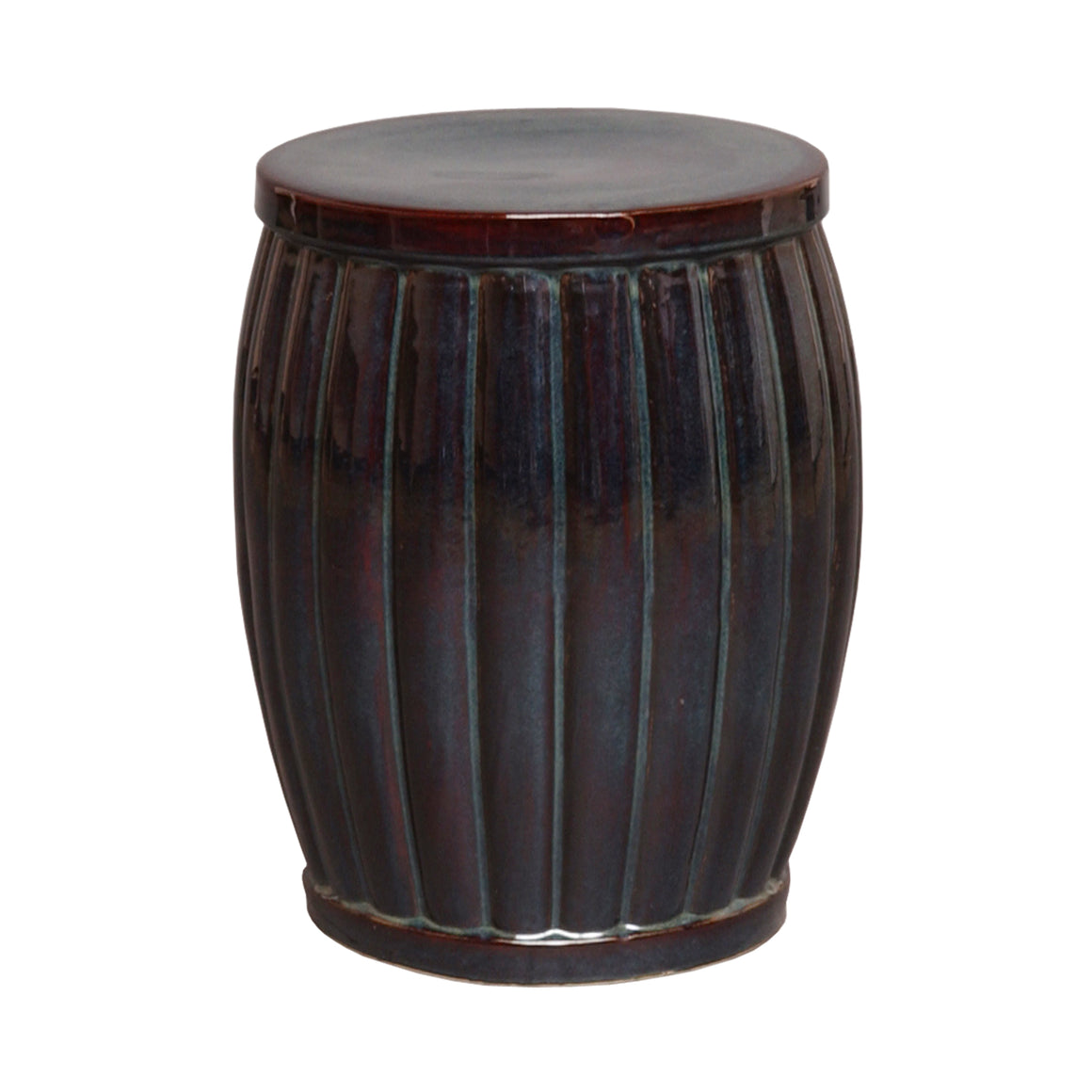 Fluted Garden Stool/Table with a Green Kelp Glaze