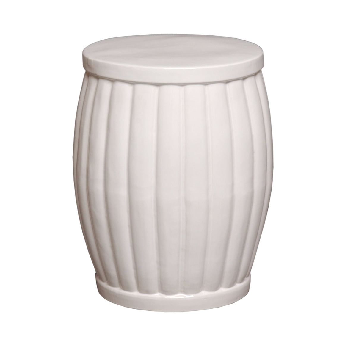 Fluted Garden Stool/Table with a White Glaze