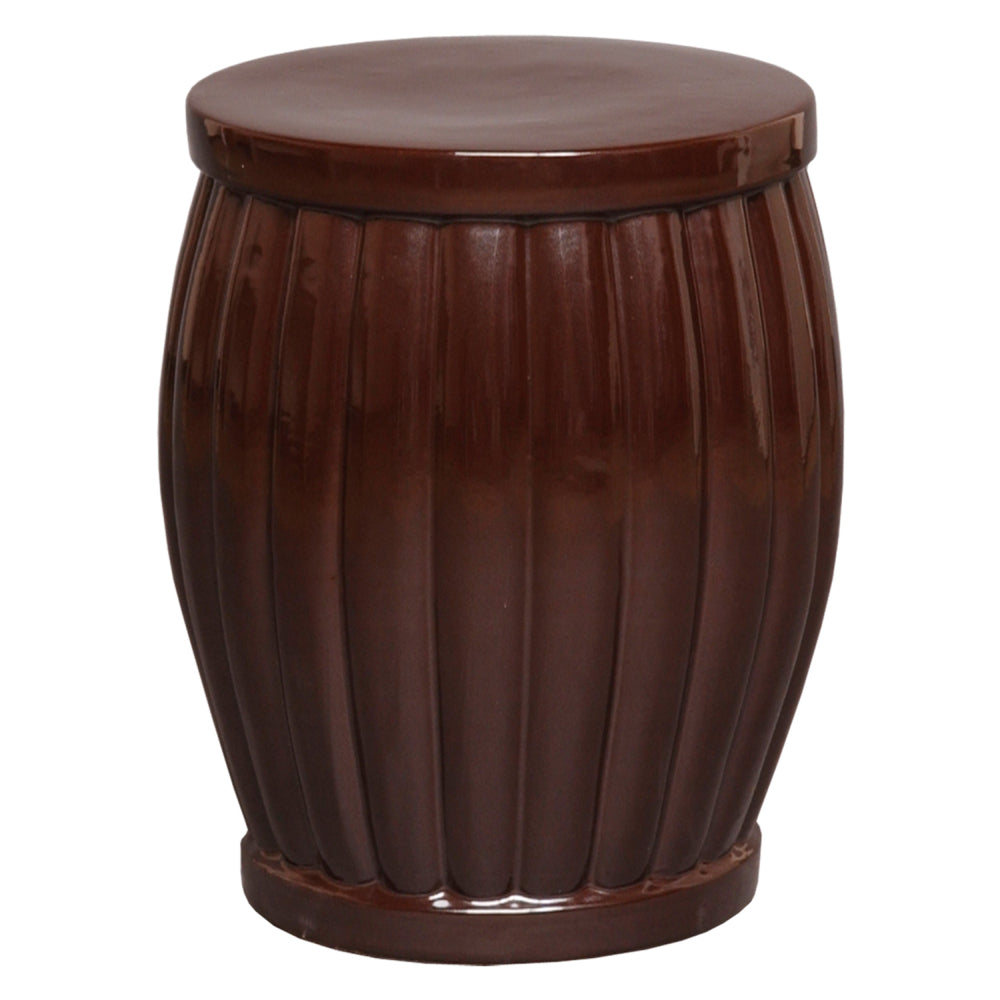 Large Fluted Garden Stool – Brown Glaze