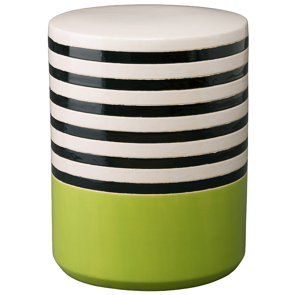 Striped Garden Stool - Green