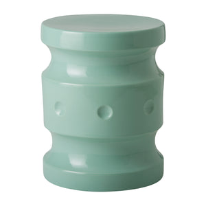 Spindle Garden Stool/Table with a Light Teal Glaze