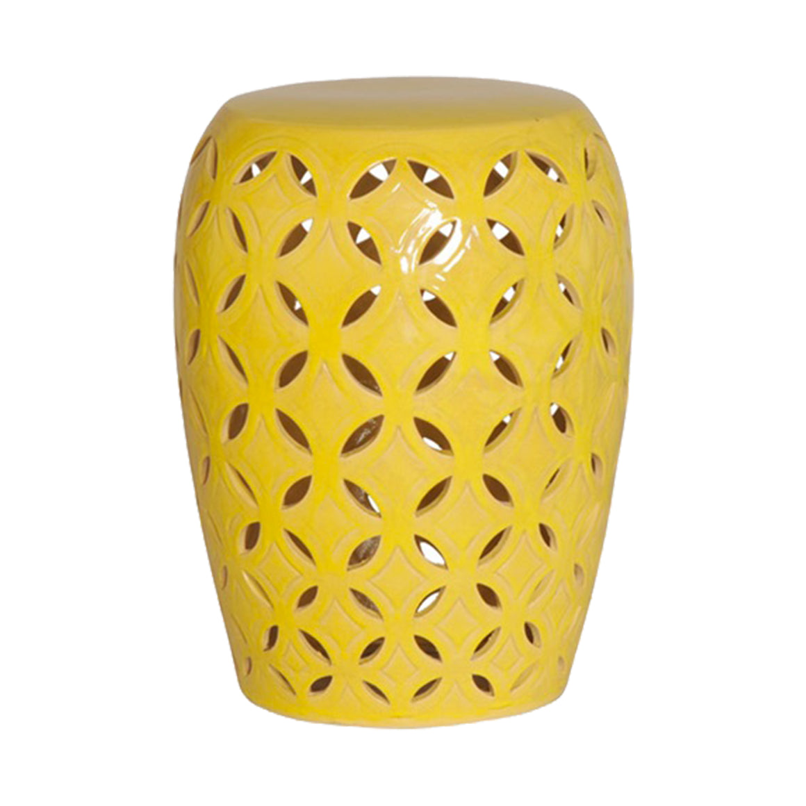 Lattice Garden Stool/Table with a Yellow Glaze