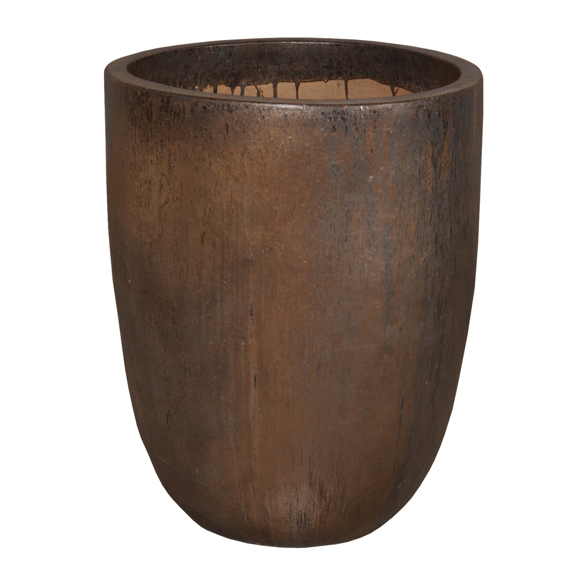 Large Cylinder Planter with a Metallic Glaze
