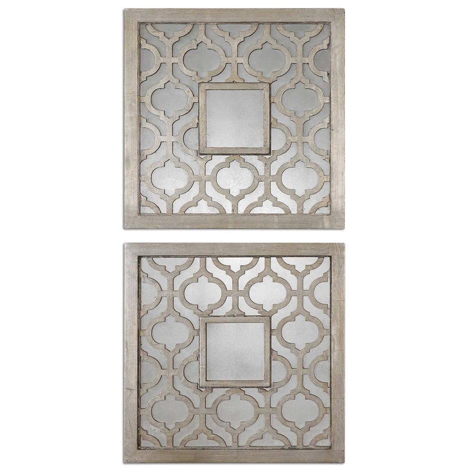 Silver Leaf Moroccan Mirrors - Set of 2
