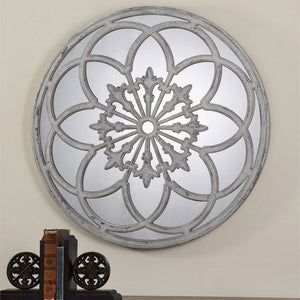 Conselyea Distressed Round Decorative Mirror