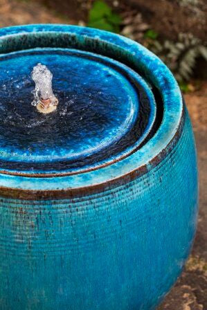 Textured Round Garden Fountain - Blue