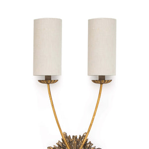 Southern Living Louis 2-Arm Sconce with Linen Shades