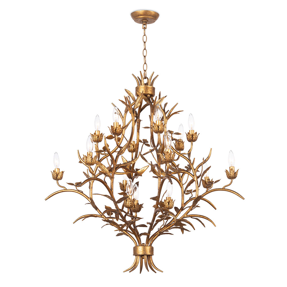 Small 2-Tier Golden Branches Chandelier