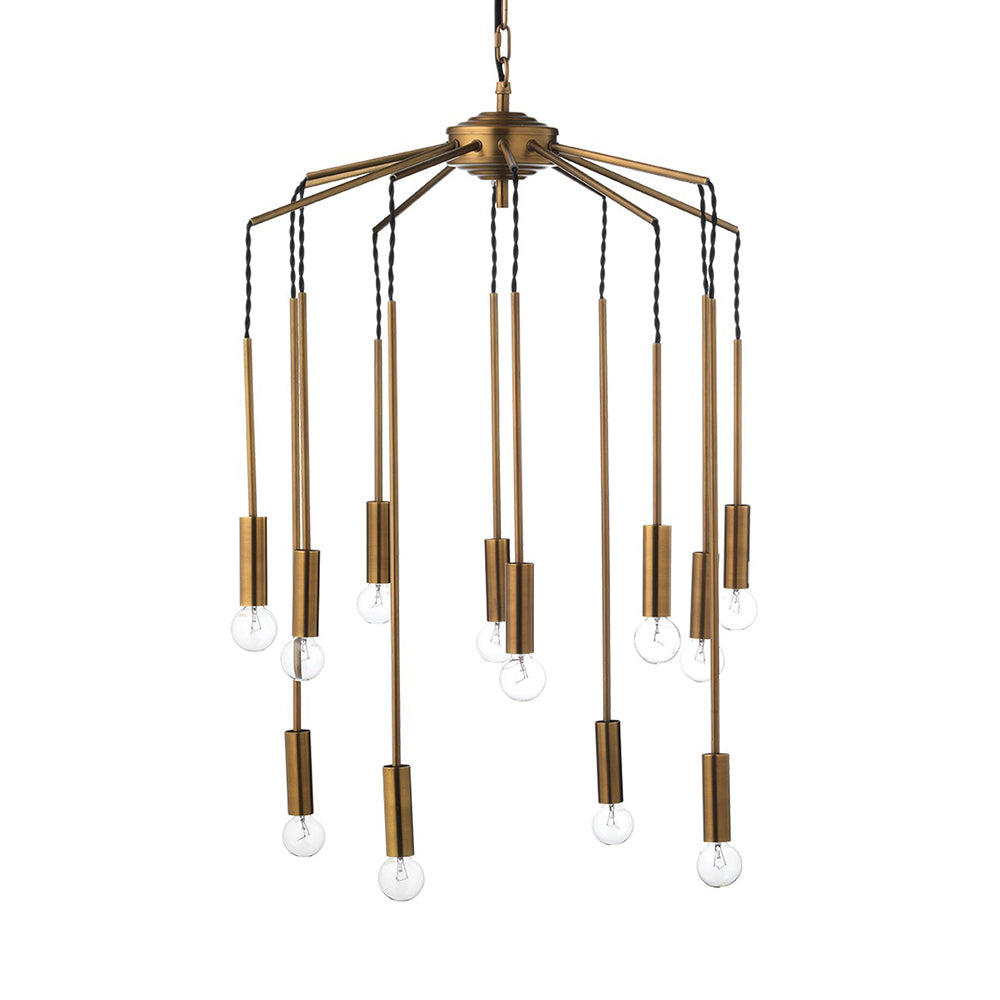 12-Light Modern Cascade Pendant – Antique Brass