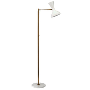 Swing Arm Floor Lamp with Hourglass Hood – White