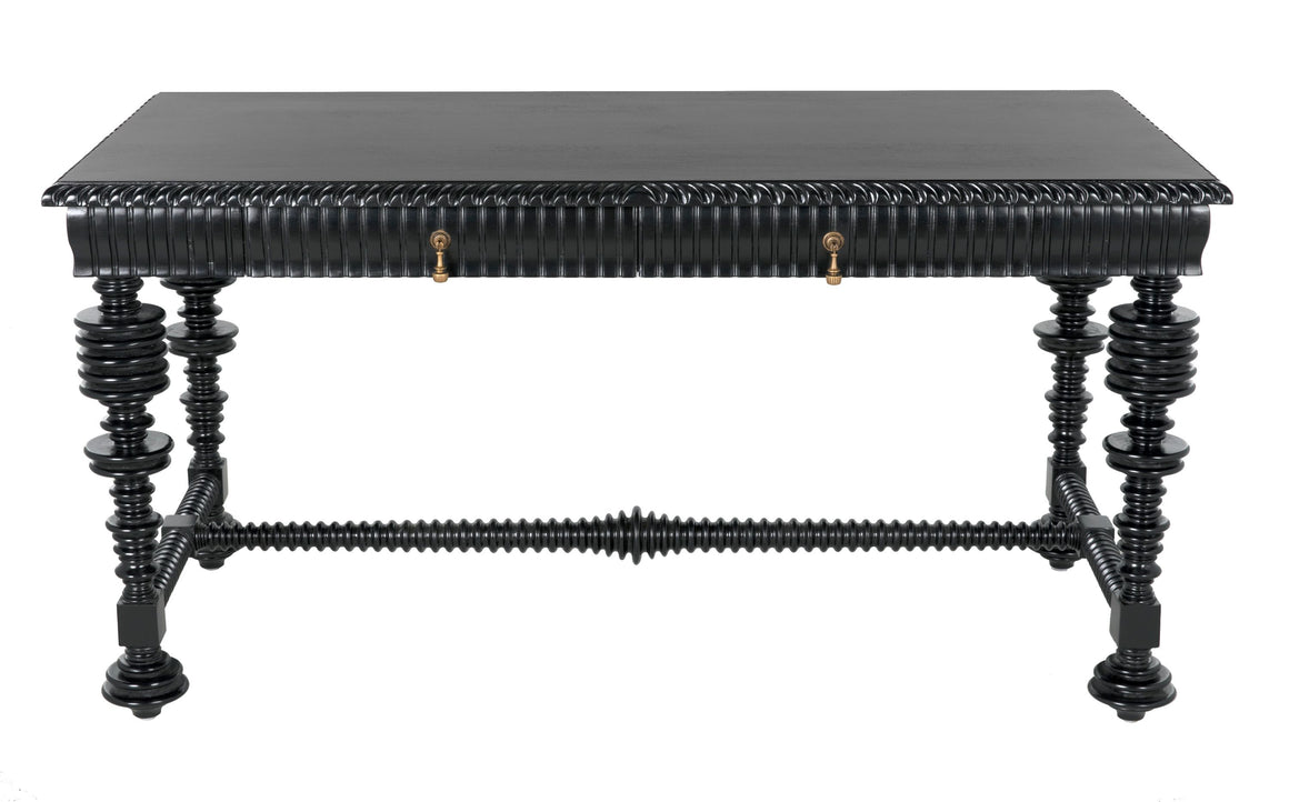 Portuguese Desk, Small, 60", Hand Rubbed Black