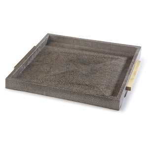Regina Andrew Square Faux Shagreen Tray - Vintage Brown Snake