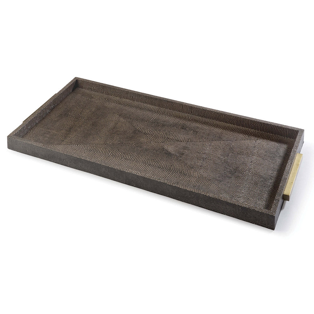 Regina Andrew Rectangle Faux Shagreen Tray - Vintage Brown Snake