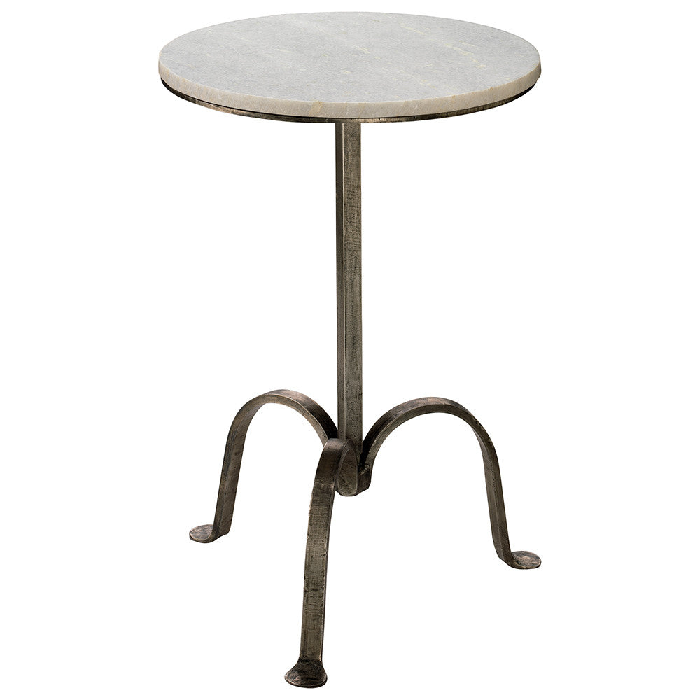 White Marble & Iron Tripod Side Table