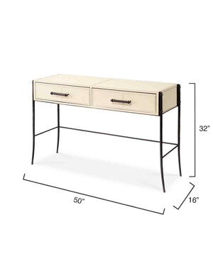 Nevado Console Table - Off White Leather &  Black Iron