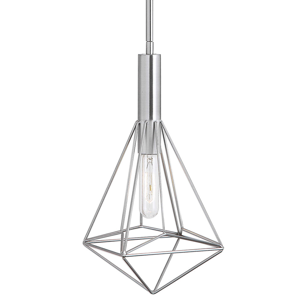 Geometric Cage Mini Pendant Light – Brushed Nickel