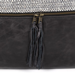 Leather & Linen Pillow-Black-16"x24"