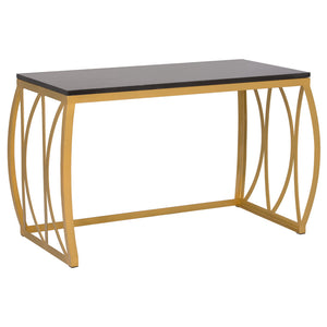 Large Metal Rectangle Bench with Granite Top - Gold & Black