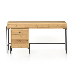 Eaton Desk with Filing Cabinet-Light Oak