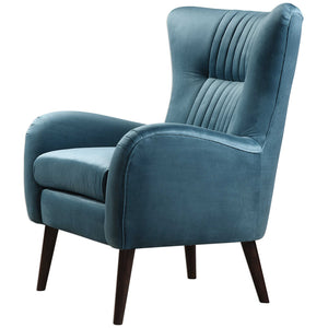 Mid-Century Blue Velvet Accent Chair