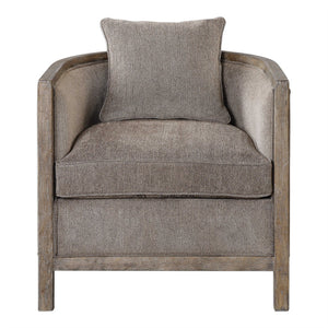 Weathered Hardwood Accent Chair - Grey Chenille