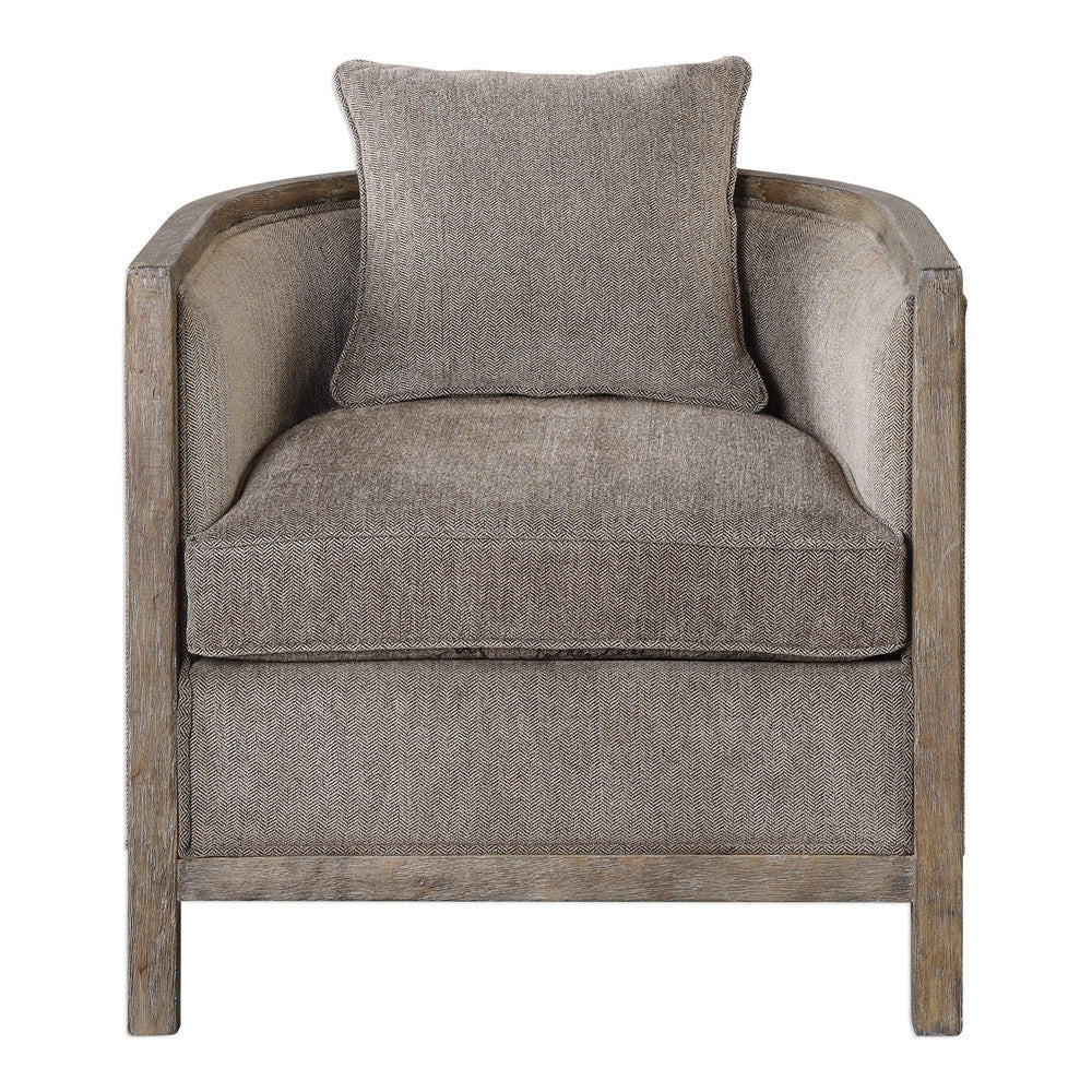 Weathered Hardwood Accent Chair - Grey Chenille