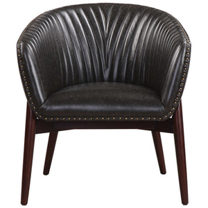 Modern Black Faux Leather Accent Chair with Nail Head Trim