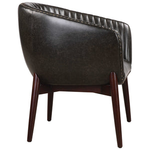 Modern Black Faux Leather Accent Chair with Nail Head Trim