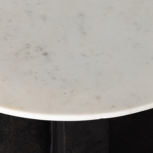 Terrell Round End Table-Polished White Marble