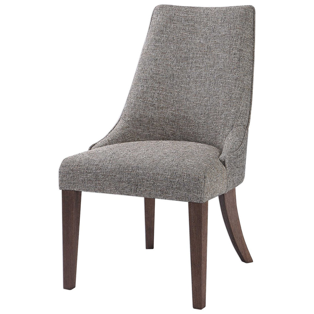 Slubbed Upholstery Armless Chair with Tapered Legs
