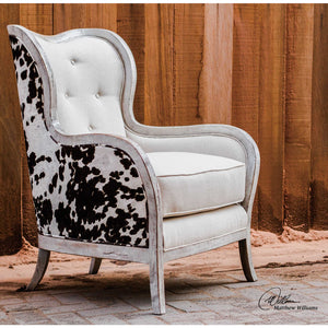 Chalina Brown & White Faux Pony Arm Chair