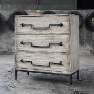 Three-Drawer Ivory Wood Accent Chest