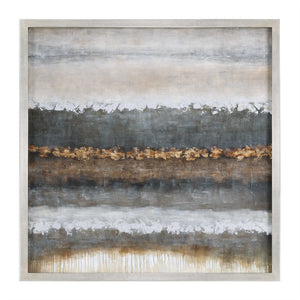 Oversized Abstract Layers Artwork – Grey & Bronze