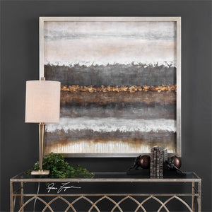 Oversized Abstract Layers Artwork – Grey & Bronze