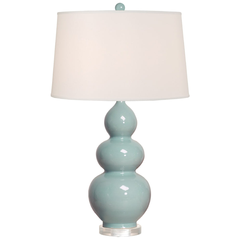 Triple Gourd Vase Ceramic Table Lamp – Misty Blue Glaze